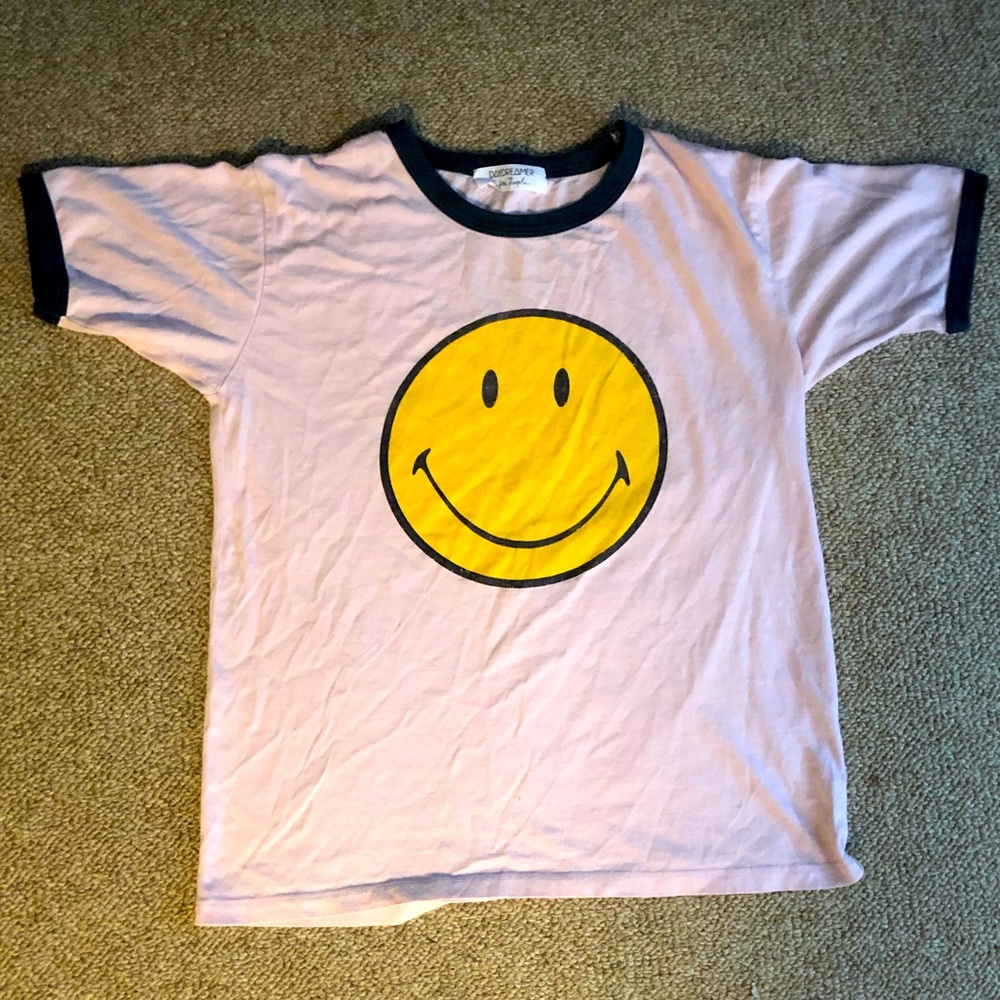 70’s smiley face trendy free people graphic tee